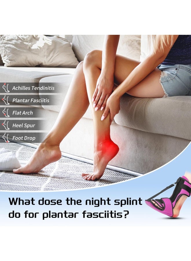 Plantar Fasciitis Night Splint with Massage Ball for Plantar Fasciitis Relief, Soft & Comfortable Foot Brace for Achilles Tendonitis Heal Spur Foot-drop Flat-arch for Women and Men - Image 2