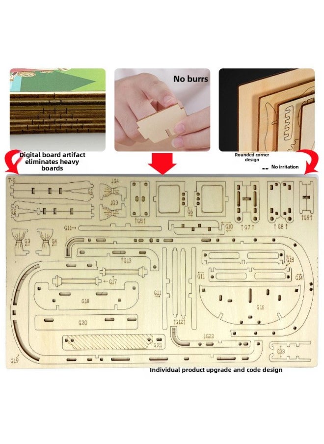 3D Three-dimensional Jigsaw Puzzle Wooden Simulation Assembled Model DIY Handmade Laser Version Dasong Merchant Ship Outlet-Color:Silk Sailboat
