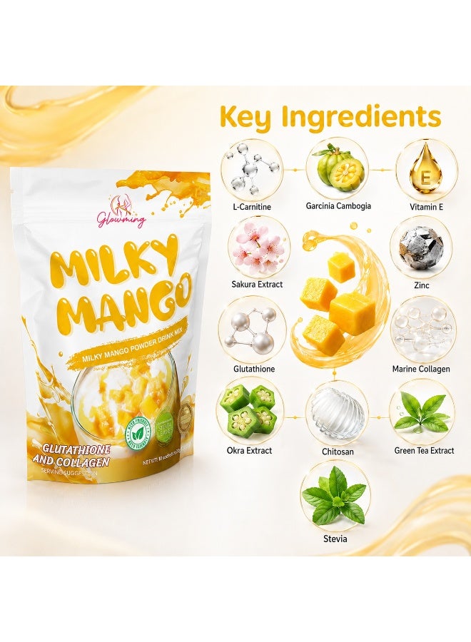 Glowming Milky Mango Powder Drink Mix With Stevia, Glutathione, Collagen & Green Tea Extract - Image 2