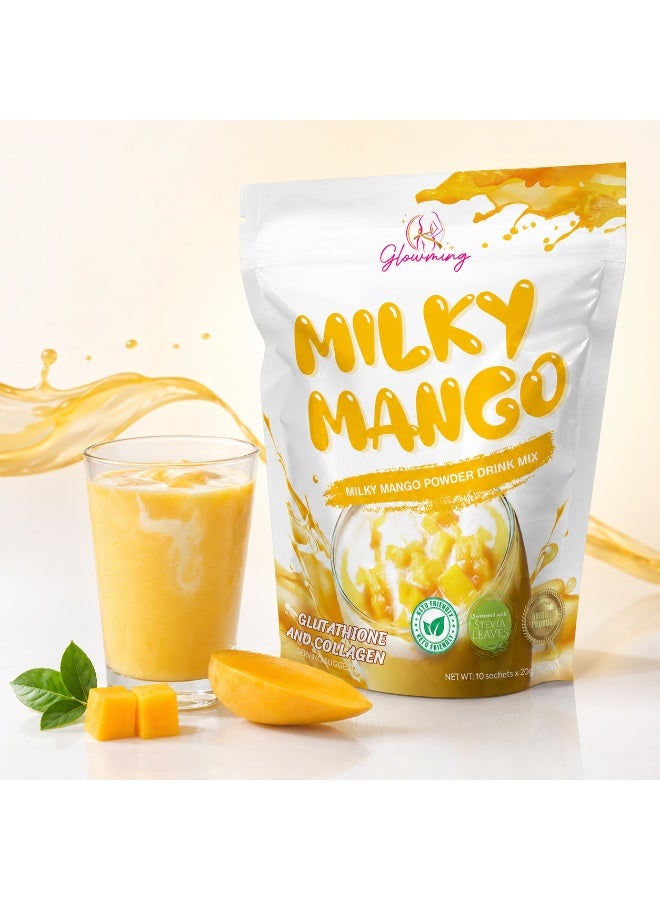Glowming Milky Mango Powder Drink Mix With Stevia, Glutathione, Collagen & Green Tea Extract - Image 1