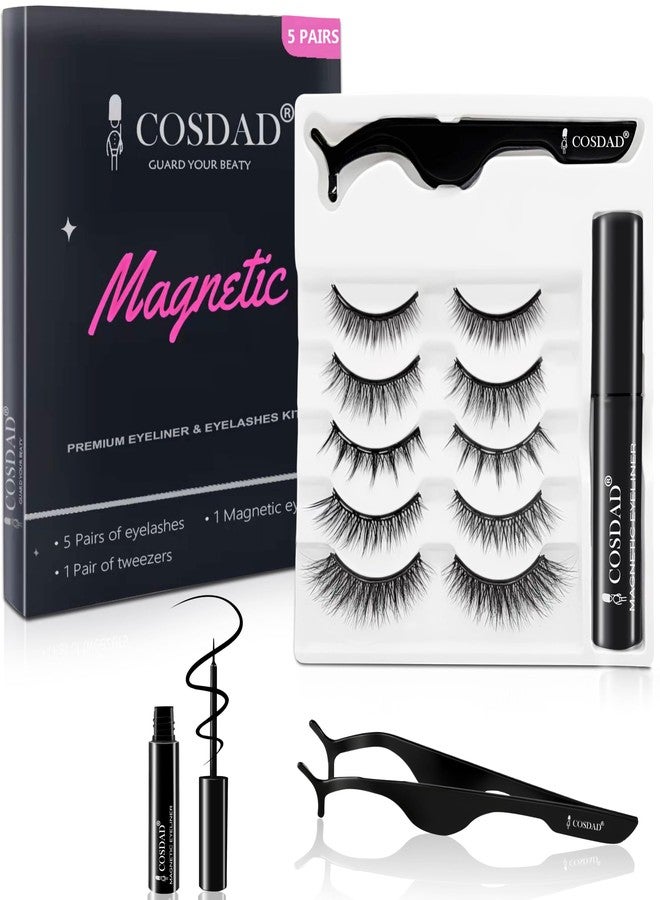 COSDAD Magnetic Eyelashes with Eyeliner Kit - Natural Look, Reusable & Easy to Apply Fake Eyelashes for Beginners, Magnetic Lashes with Applicator, Waterproof & Long-Lasting - Image 1