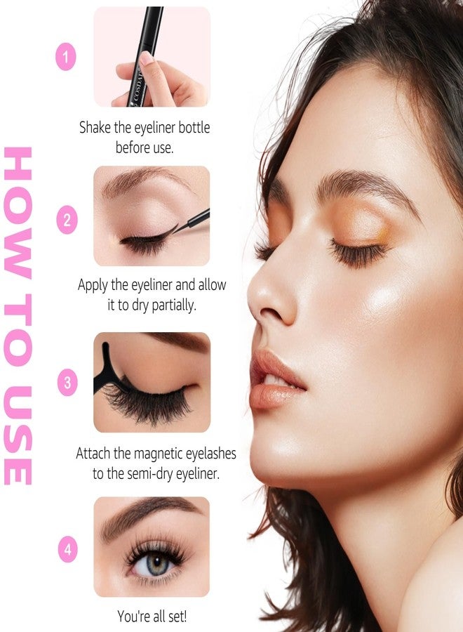 COSDAD Magnetic Eyelashes with Eyeliner Kit - Natural Look, Reusable & Easy to Apply Fake Eyelashes for Beginners, Magnetic Lashes with Applicator, Waterproof & Long-Lasting - Image 4