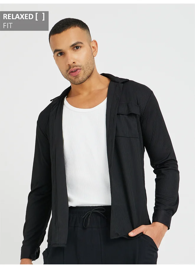ستايلي Styli Solid Relaxed Fit Buttoned Shirt