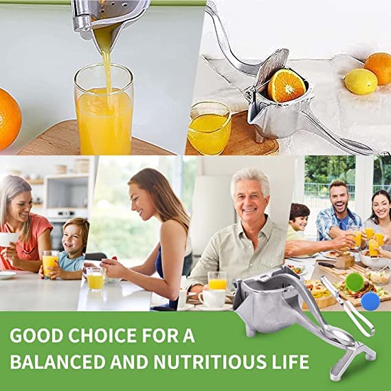 CRENTILA Fruit juicerAluminium Manual Juicer Alloy Fruit Hand Squeezer Heavy Duty LemonOrangeFruit Juicer Manual Fruit Press Squeezer Fruit Juicer Silver - Image 4