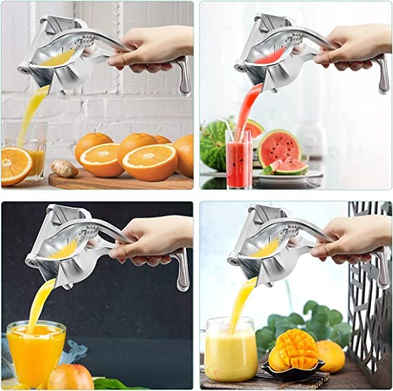 CRENTILA Fruit juicerAluminium Manual Juicer Alloy Fruit Hand Squeezer Heavy Duty LemonOrangeFruit Juicer Manual Fruit Press Squeezer Fruit Juicer Silver - Image 2