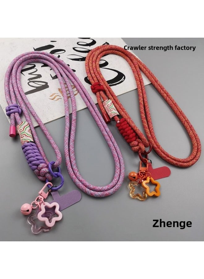 ماركة غير محددة حبل الهاتف المحمول طويل Crossbody حزام الكتف قابل للتعديل الموضة الوطنية العتيقة Xiangyun سلسلة معلقة للرجال والنساء قذيفة منزلية مواصفات قوية: Crossbody [لون أخضر فاتح] Xiangyun Standard حبل تعديل عقدة واحدة + شريط بطاقة + قلادة  - Image 3