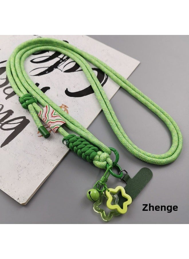 ماركة غير محددة حبل الهاتف المحمول طويل Crossbody حزام الكتف قابل للتعديل الموضة الوطنية العتيقة Xiangyun سلسلة معلقة للرجال والنساء قذيفة منزلية مواصفات قوية: Crossbody [لون أخضر فاتح] Xiangyun Standard حبل تعديل عقدة واحدة + شريط بطاقة + قلادة  - Image 1