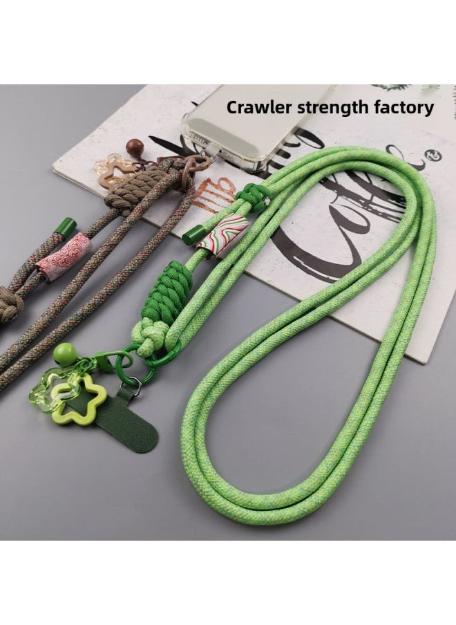 ماركة غير محددة حبل الهاتف المحمول طويل Crossbody حزام الكتف قابل للتعديل الموضة الوطنية العتيقة Xiangyun سلسلة معلقة للرجال والنساء قذيفة منزلية مواصفات قوية: Crossbody [لون أخضر فاتح] Xiangyun Standard حبل تعديل عقدة واحدة + شريط بطاقة + قلادة  - Image 5
