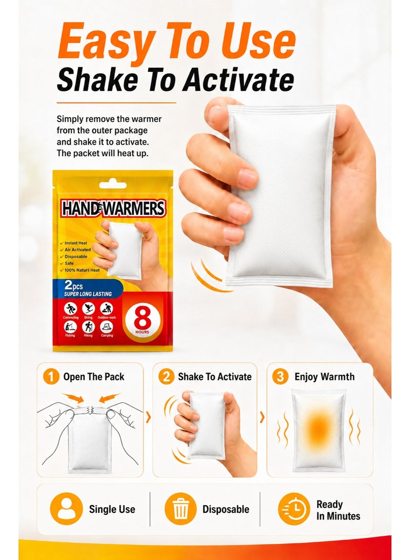 10pcs Disposable Hand Warmers, Air Activated Heat Packs, Up to 8 Hours Long Lasting Warmth, Portable Pocket Warmers for Camping, Hiking, Travel & Outdoor Use - Image 2