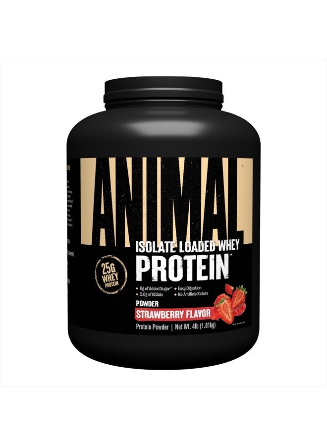 ANIMAL Whey Isolate Protein Powder - Loaded for Pre & Post Workout Muscle Builder and Recovery with Digestive Enzymes for Men & Women - 25g Protein, Great Taste, Low Sugar - Strawberry 4 lbs - Image 1