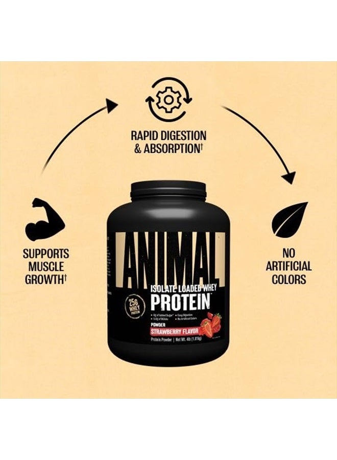 ANIMAL Whey Isolate Protein Powder - Loaded for Pre & Post Workout Muscle Builder and Recovery with Digestive Enzymes for Men & Women - 25g Protein, Great Taste, Low Sugar - Strawberry 4 lbs - Image 3