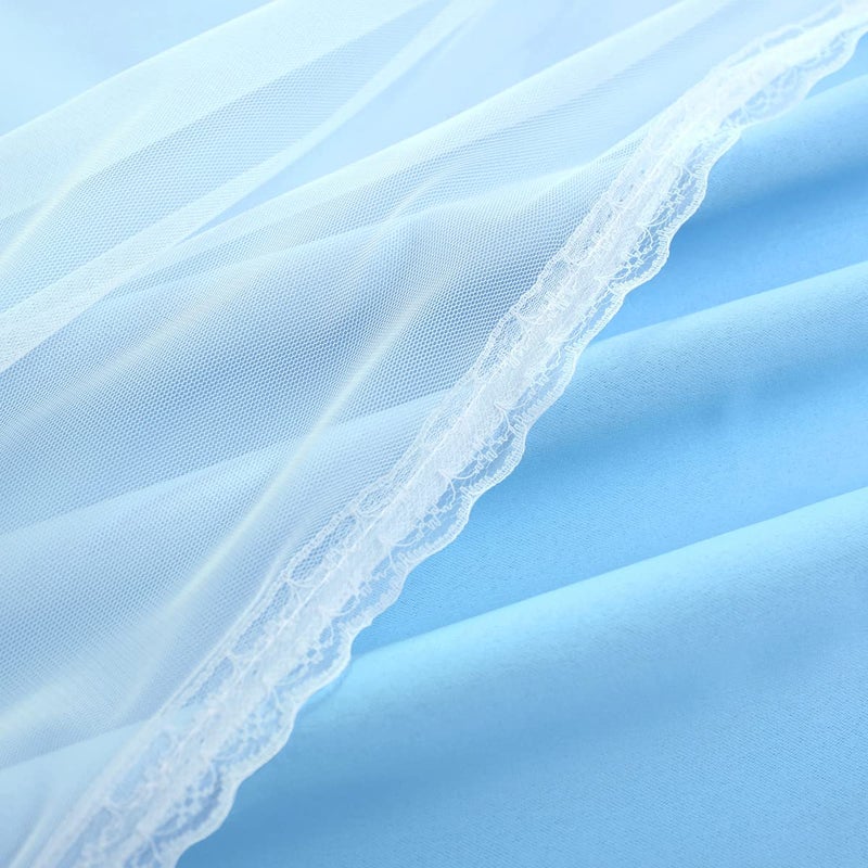 SOFJAGETQ Light Blue Blackout Curtains 84 inch Length - Double Layers Blue Romantic Curtains with Sheer Overlay, Window Curtains & Drapes for Kids/Girls/Boys Bedroom Living Room Nursery, 2 PCs - Image 5