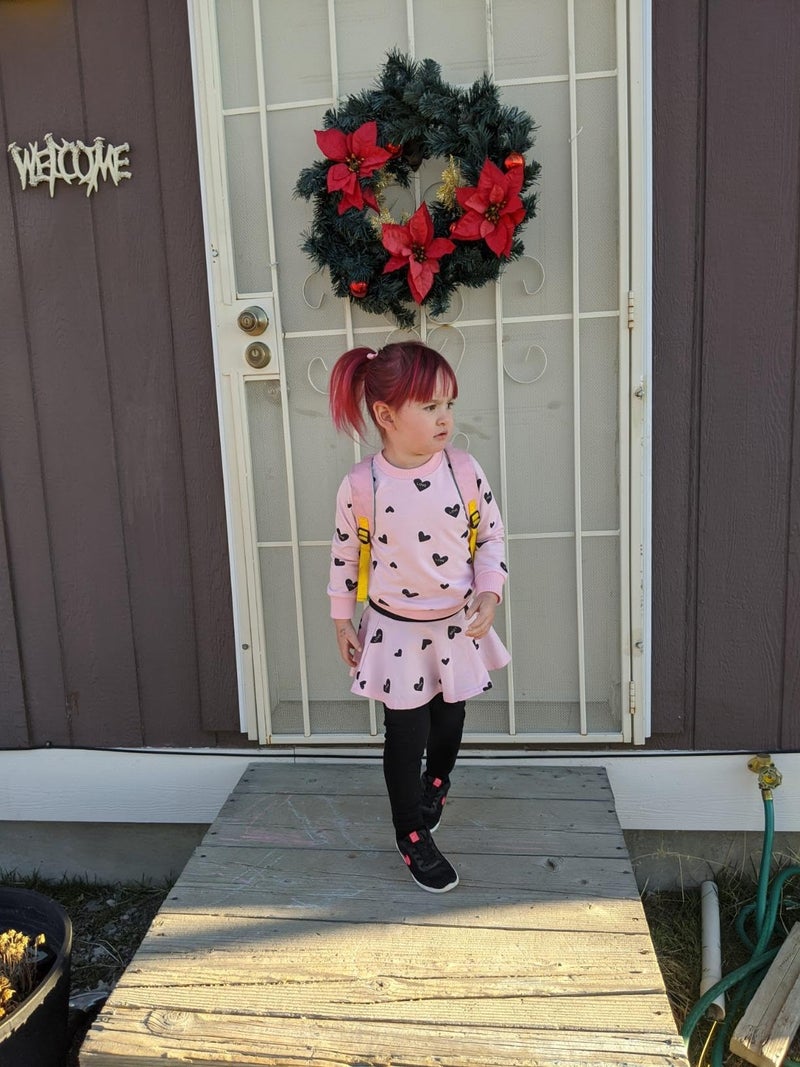 CM-Kid Toddler Girl Clothes Size 4T Girls Winter Spring Outfits, Long Sleeve Heart Print Sweatshirt Top + Skirt Leggings Pants 2Pcs Clothing Set Christmas Gifts - Image 4