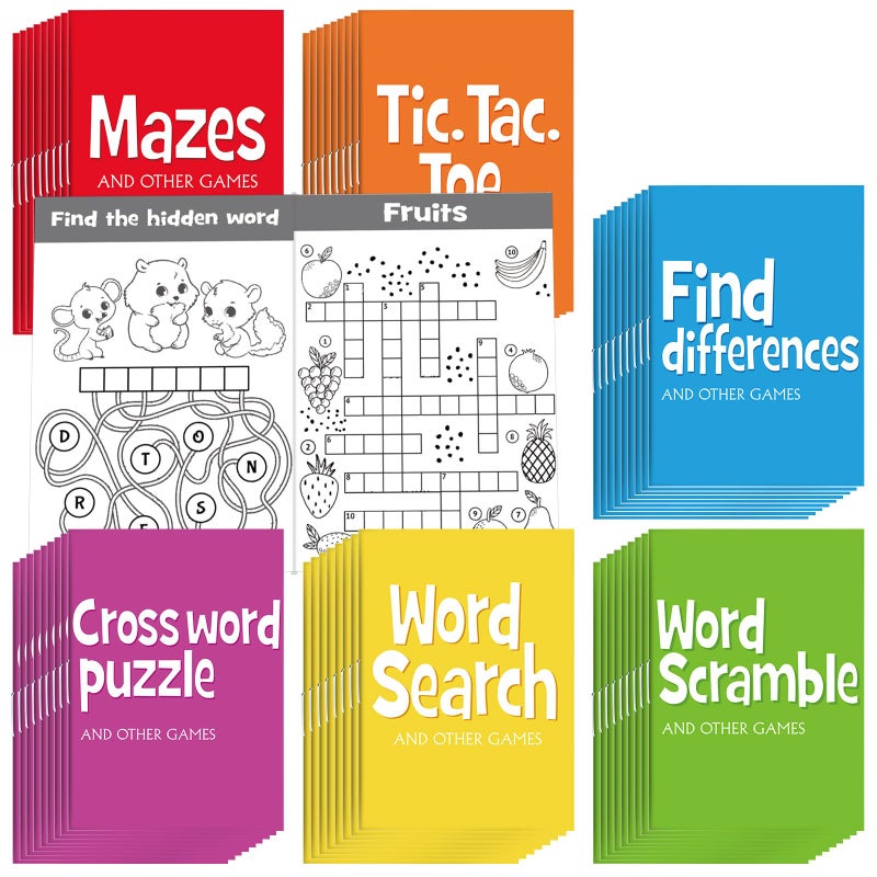 Hungdao 48 Pcs Mini Activity Books for Boys and Girls Fun and Games Challenging Activities Include Mazes Word Scramble and More Bulk Gifts for Students Party Classroom