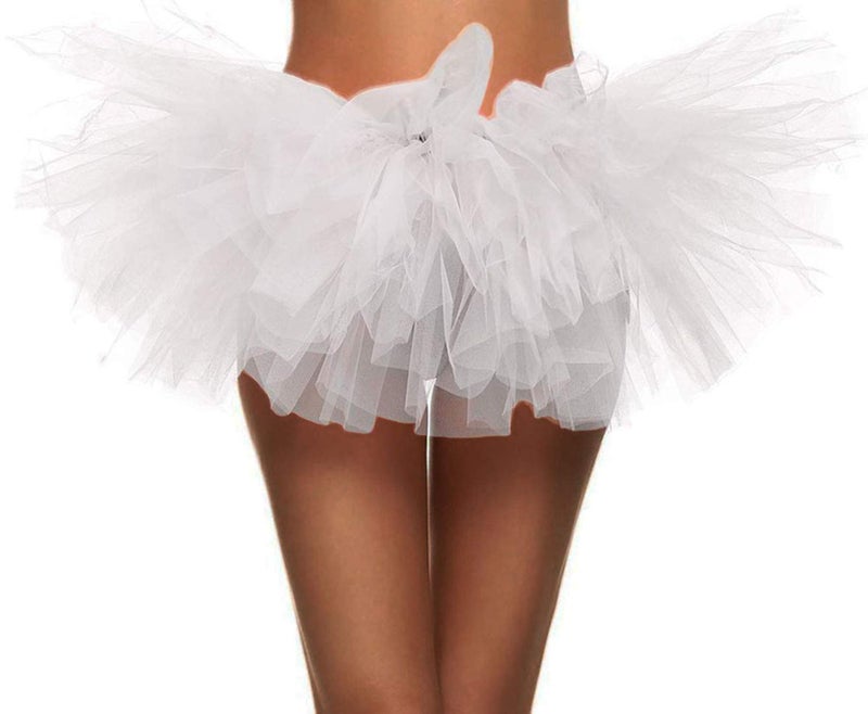 Simplicity Tutu Skirts for Women Women's Classic Vintage 5-Layered Tulle 5k,10k Running Tutu Skirt White Tutu for Women, White Tutu - Image 1