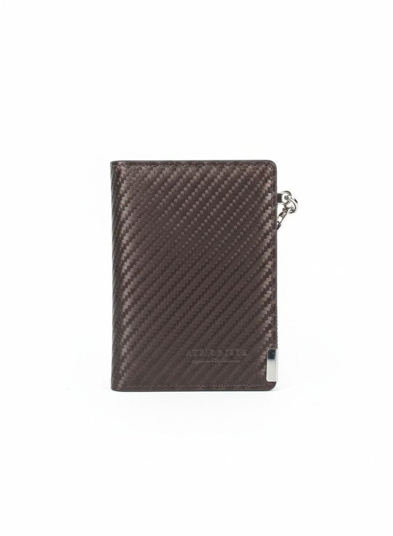zoba Men's classic brown leather zip wallet – credit and bank card holder with coin pocket and a practical compact design for everyday use - Image 3