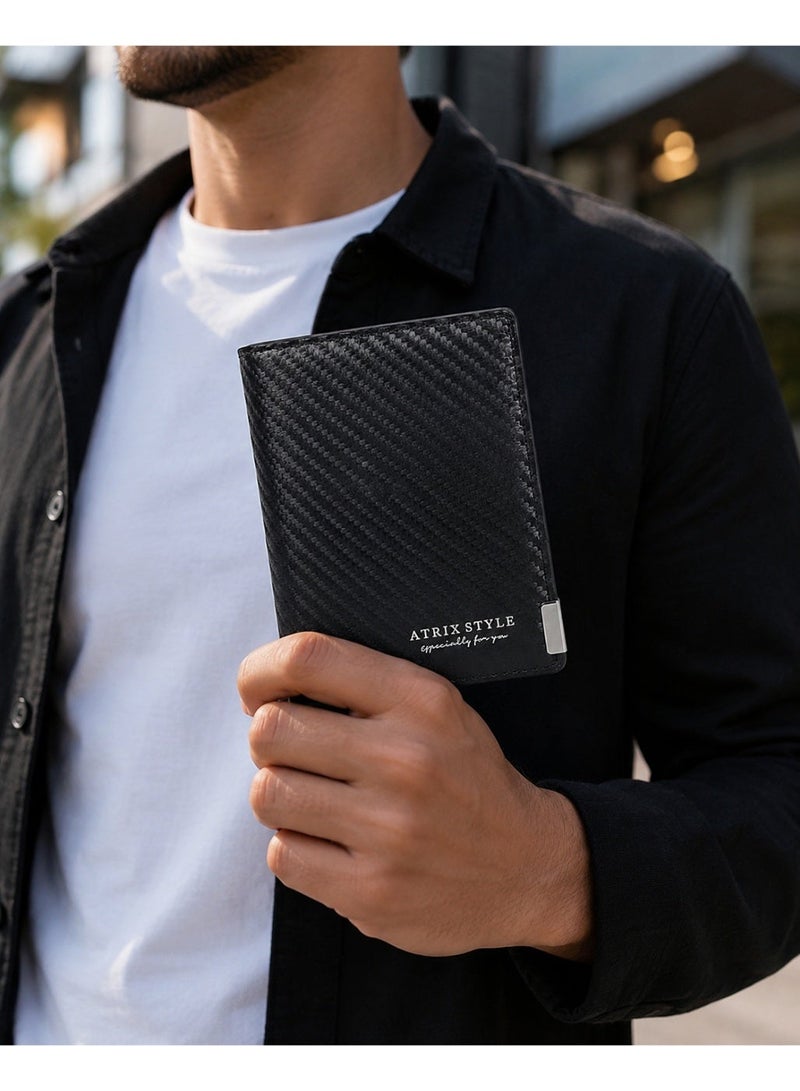 Atrix Men's classic black leather zip wallet – credit and bank card holder with coin pocket and a practical compact design for everyday use - Image 4