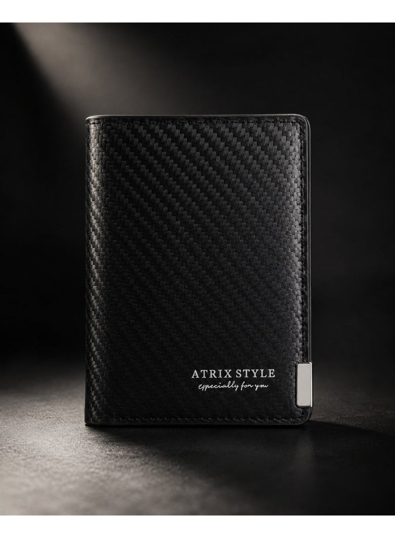 Atrix Men's classic black leather zip wallet – credit and bank card holder with coin pocket and a practical compact design for everyday use - Image 3