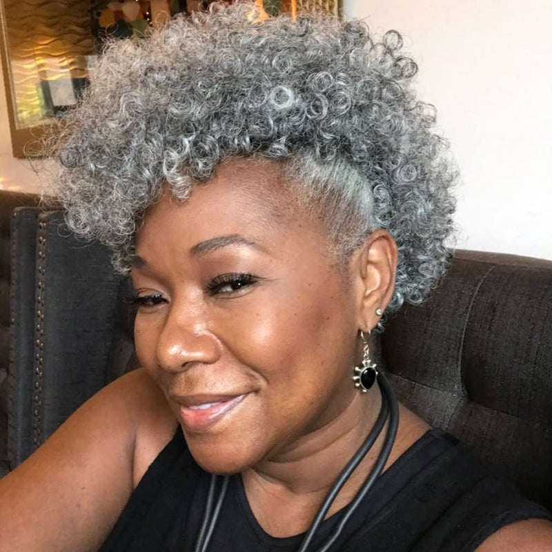 MIMAN 3 Packs 10 Inch Short Curly Crochet Hair 8MM Grey Crochet Braids Synthetic Braiding Hair Extension for Women DIY Mohawk Afro Braided Hairstyle Natural Black Mixed Grey