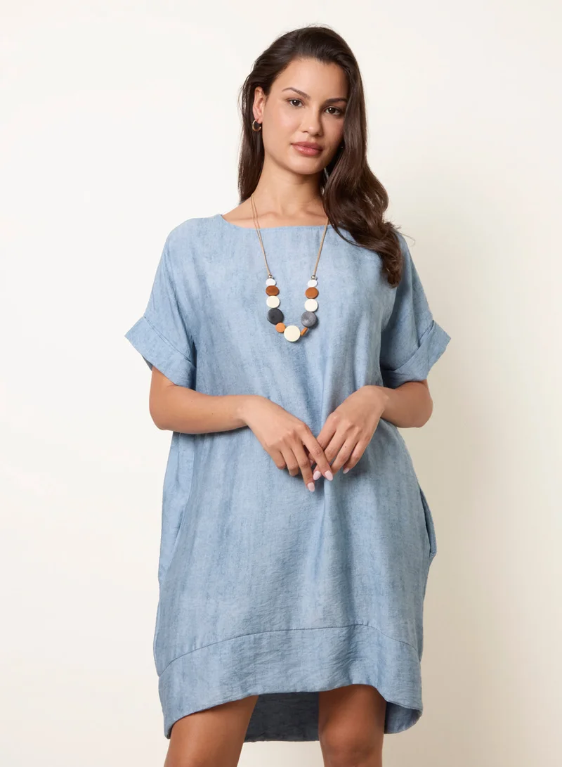 بلو فانيلا Washed Effect Tunic Dress