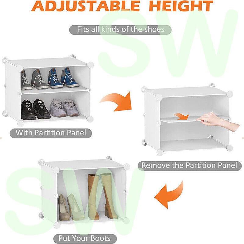 KEEKOS Shoe Rack Plastic,Portable with Dustproof Door, Multi-Purpose Plastic for Home Foldable Portable Shelves Chappal, Slipper, Heels, Boots,Stand (White, 6-Shelf-2-Door) - Image 5