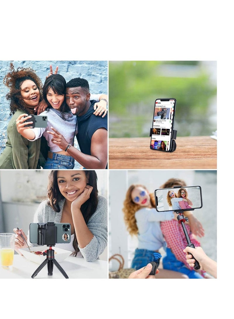 SYOSI Phone Mount Phone Mount with Remote Cell Phone Tripod Adapter Grip Holder with Detachable Wireless Shutter for iPhone Video Photo Shooting Suitable for travel Outdoor Shooting Black - Image 3