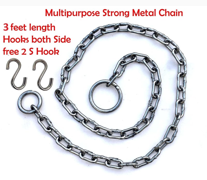 EVNCOM 3 feet Chain Metal Chain Swing Chain Hanging Chain for Indoor and Outdoor Punching Bag Chain Bicycle Chain Door Chain Strong & Heavy Duty Chain with 2S Hook - Image 2