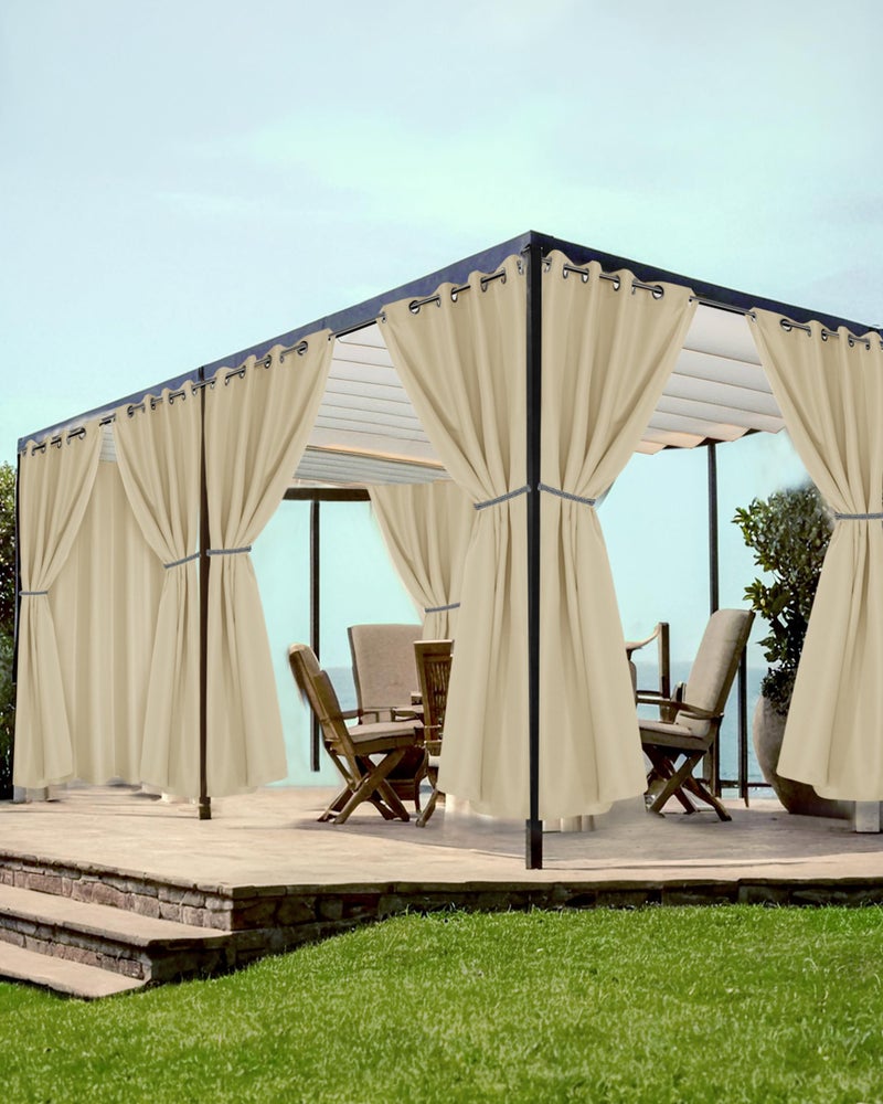 HolidayIdeas Grommet Outdoor Curtains for Patio Waterproof 8 Pcs All Weather Balcony Outside Curtain Drapes for Apartments, Gazebo, Pergolas, Porch, 54x84 Inch, Cream - Image 4