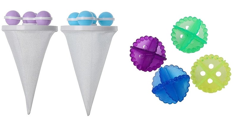 NISHIV NISHIV 2 Pcs Washing Machine Hair Filter Cleaning Mesh Bag 4 Pcs Silicone Washing Machine Laundry Balls Dryer Laundry Ball Laundry Balls Washing Ball Tangle Free Cleaning Power Washer Balls - Image 1
