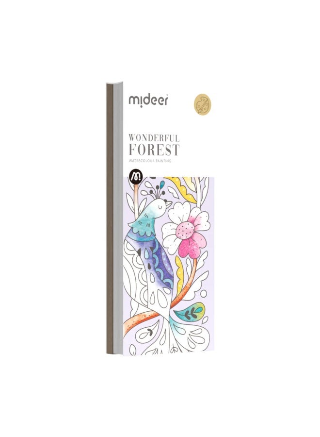 MiDeer Wonderful Forest Watercolor Painting Book for Kids – Portable Watercolor Art Set with 22 Pages, Built-In Paint Palette & Brush, Forest Animal Painting Activity Book, Creative Educational Travel Art Kit for Children Age 5+ - Image 1
