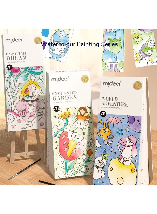 MiDeer Wonderful Forest Watercolor Painting Book for Kids – Portable Watercolor Art Set with 22 Pages, Built-In Paint Palette & Brush, Forest Animal Painting Activity Book, Creative Educational Travel Art Kit for Children Age 5+ - Image 5