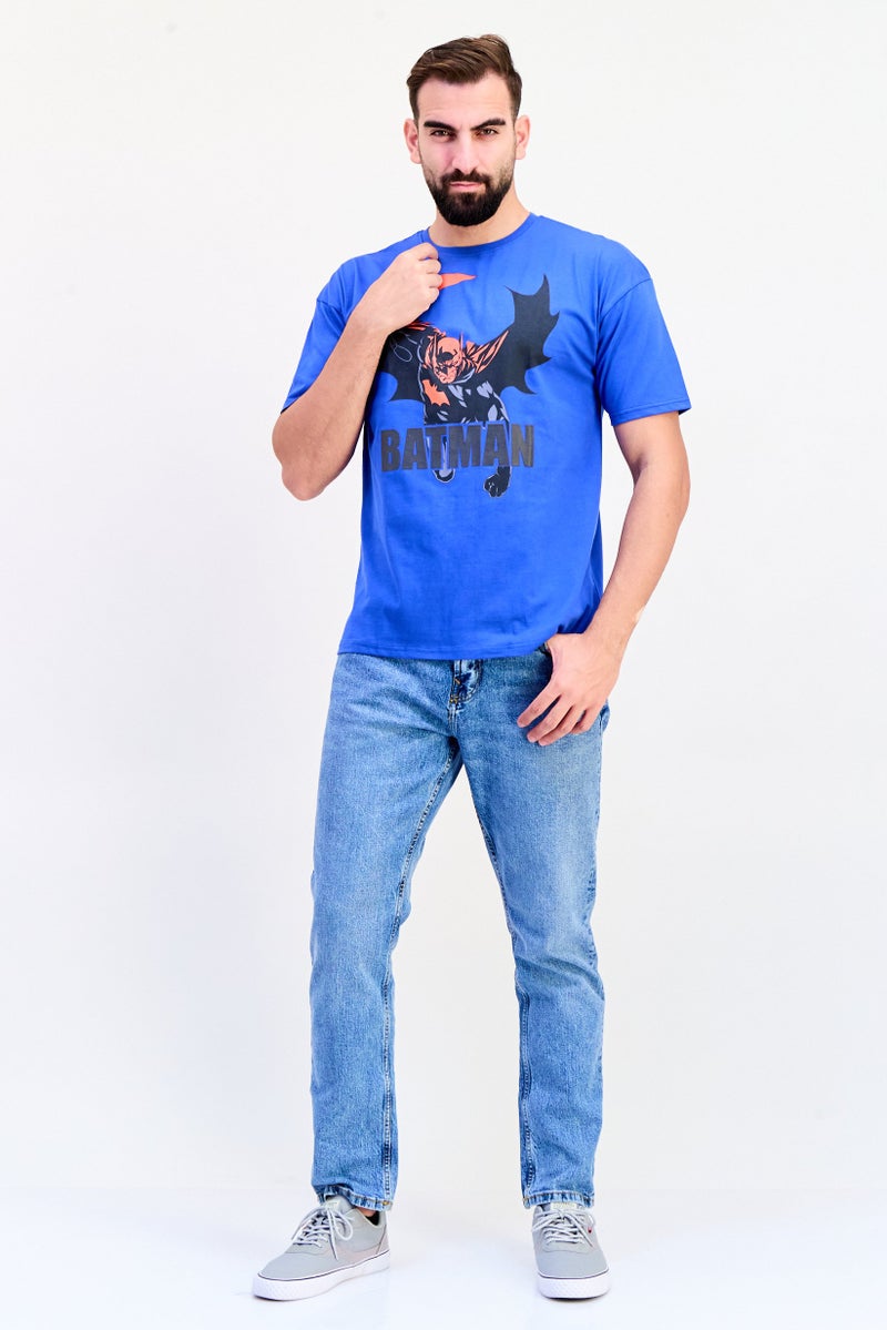 DC DC x Batman Men Crew Neck Short Sleeves Graphic Print T-Shirt, Blue - Image 2