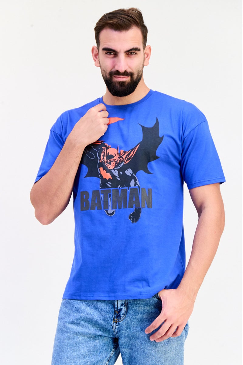 DC DC x Batman Men Crew Neck Short Sleeves Graphic Print T-Shirt, Blue - Image 1