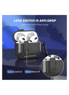 SYOSI for AirPods 3rd Generation Case Cover Shockproof Hard Shell Protective Armor with Lock for AirPod Gen 3 Charging Case 2021 Front LED Visible Black  - Image 2