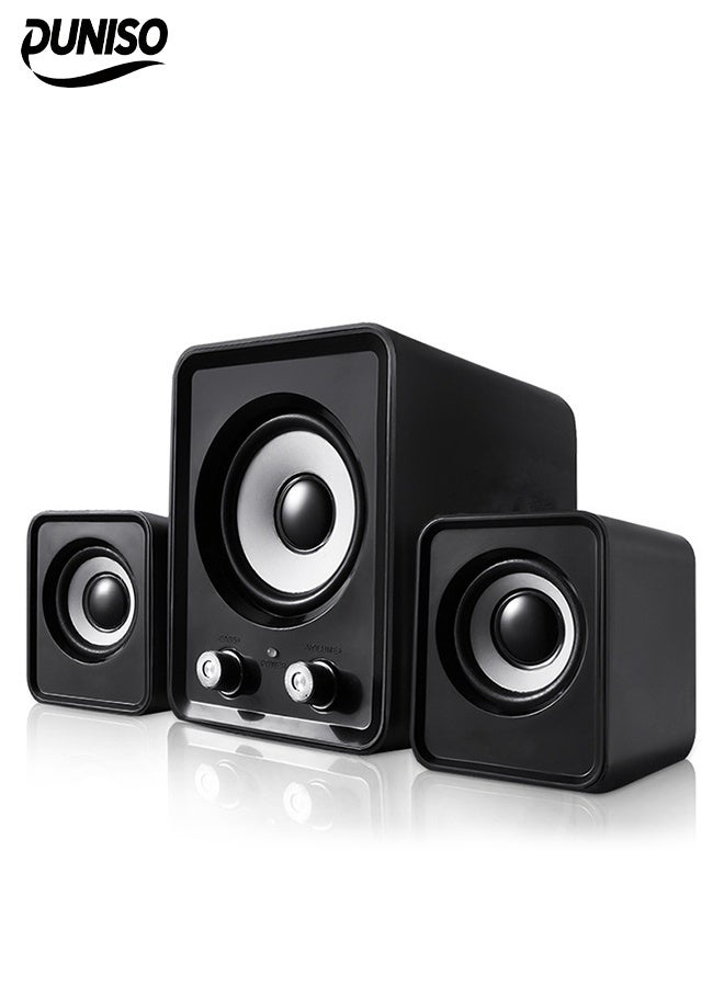 DUNISO Multimedia Speaker，Computer Speaker, Home Desktop Speaker Three Piece Set, Full Range Audio, Strong Bass,3.5mm Audio Inputs,Suitable for Laptops, Tablets, Smart TVs, Mobile Phones - Image 1