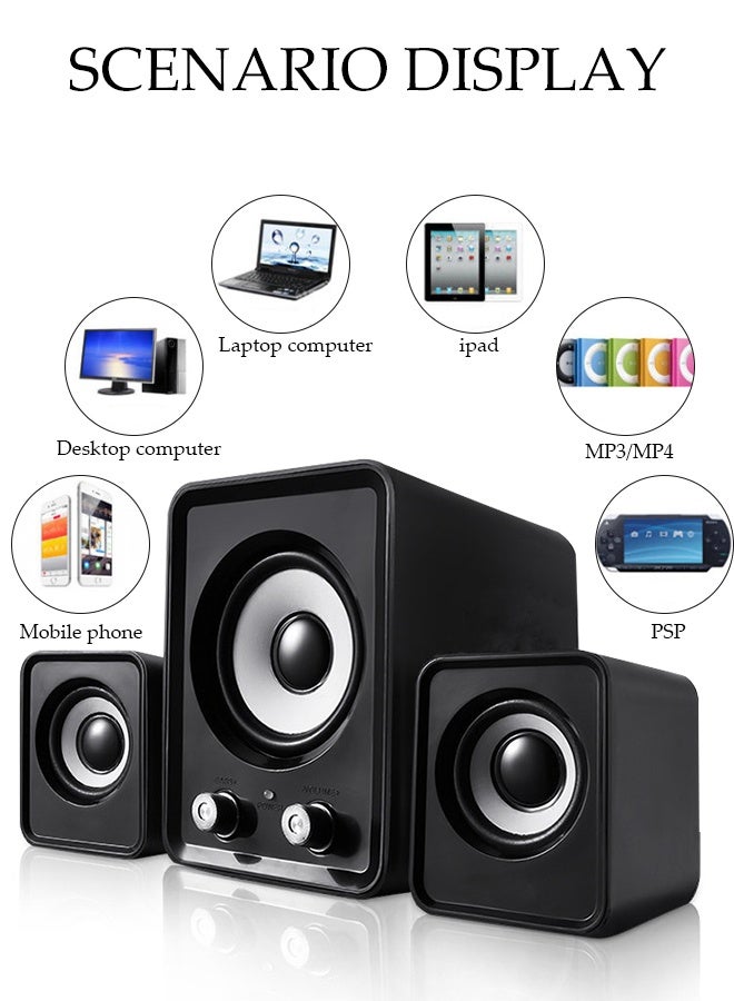 DUNISO Multimedia Speaker，Computer Speaker, Home Desktop Speaker Three Piece Set, Full Range Audio, Strong Bass,3.5mm Audio Inputs,Suitable for Laptops, Tablets, Smart TVs, Mobile Phones - Image 3