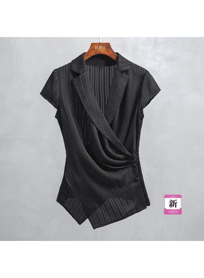 Cypress House new 2025 Summer Women's Fashion Slim-fit Short-sleeve Office Blouse With Plus Sizes Available - Image 2