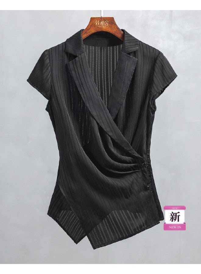 Cypress House new 2025 Summer Women's Fashion Slim-fit Short-sleeve Office Blouse With Plus Sizes Available - Image 1