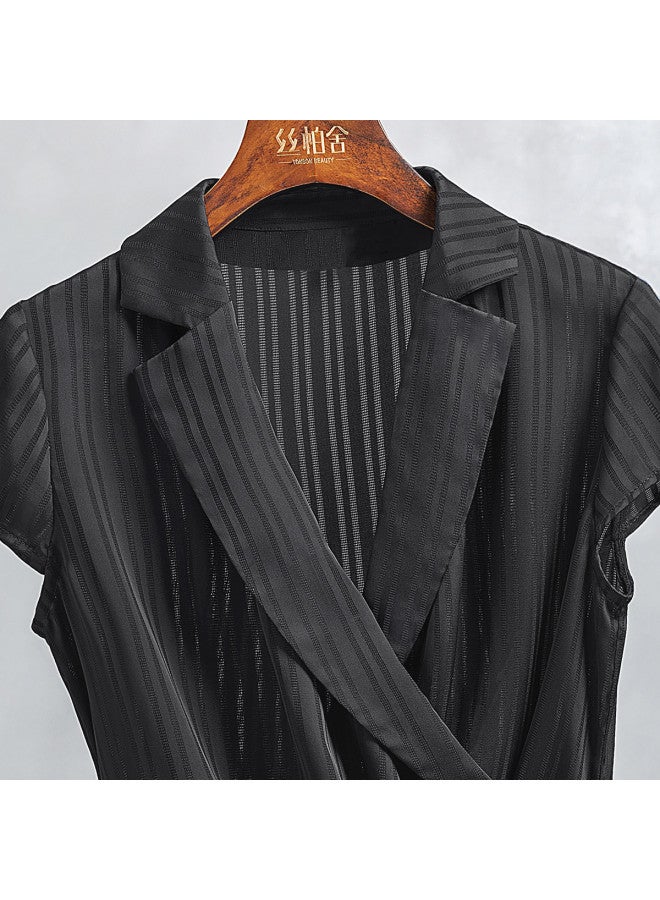 Cypress House new 2025 Summer Women's Fashion Slim-fit Short-sleeve Office Blouse With Plus Sizes Available - Image 4