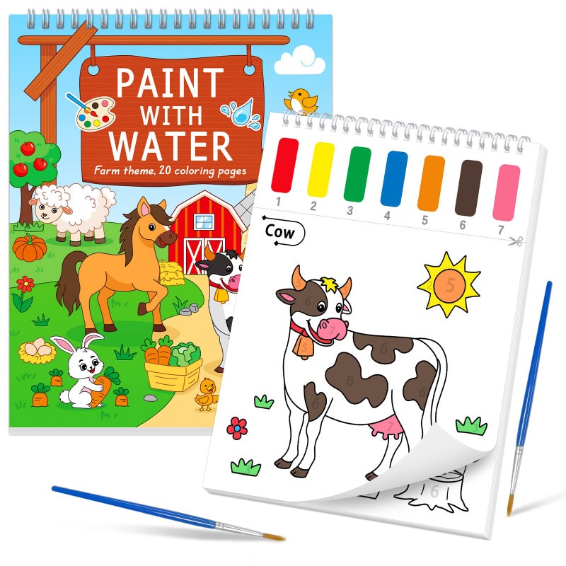 SOCOLER Paint with Water Coloring Books for Toddlers Farm Theme Mess Free Watercolor Painting Papers for Kids Water Color Paint Kit Art Craft Gift for Ages 13 48 - Image 2
