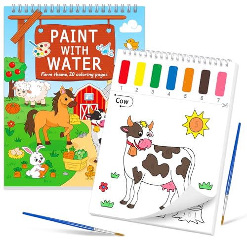 SOCOLER Paint with Water Coloring Books for Toddlers Farm Theme Mess Free Watercolor Painting Papers for Kids Water Color Paint Kit Art Craft Gift for Ages 13 48 - Image 1