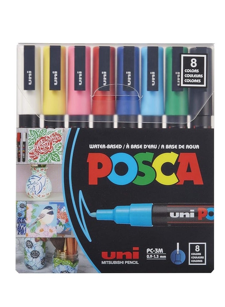 POSCA 8-Piece Fine Paint Marker Multicolor - Image 1
