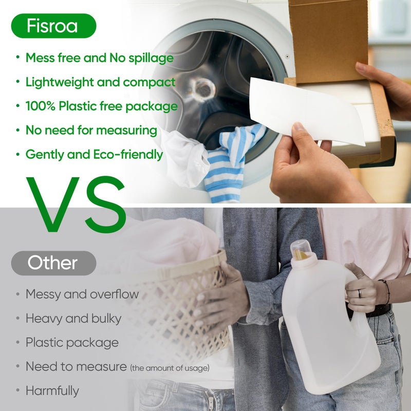 Fisroa Travel Laundry Detergent Sheets Fisroa 300 Loads Eco-friendly Washing Detergent Sheets Plastic-Free Washer Strips, Fresh Linen Scent Liquidless Laundry Strips for Camping Dorm - Image 3