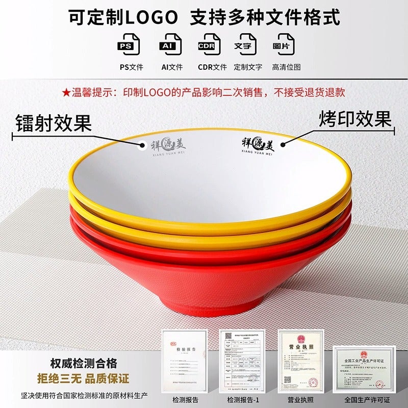 Double-Color Noodle Bowl, Large Bowl For Noodle Restaurant, Spicy Soup Noodles, Rice Noodles, Maocai Bowl, Melamine Imitation Porcelain For Commercial Use - Image 5