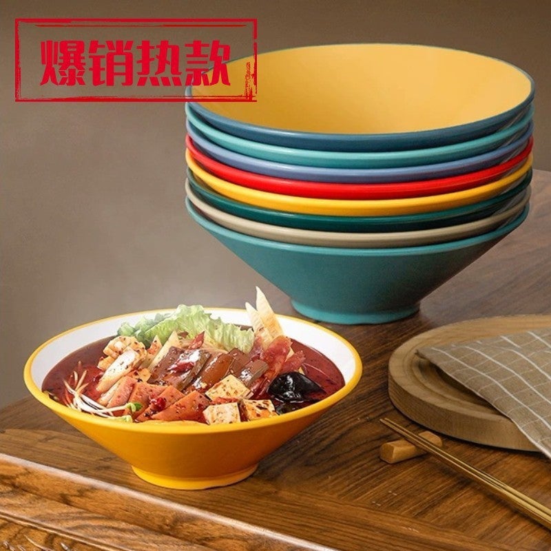 Double-Color Noodle Bowl, Large Bowl For Noodle Restaurant, Spicy Soup Noodles, Rice Noodles, Maocai Bowl, Melamine Imitation Porcelain For Commercial Use - Image 2