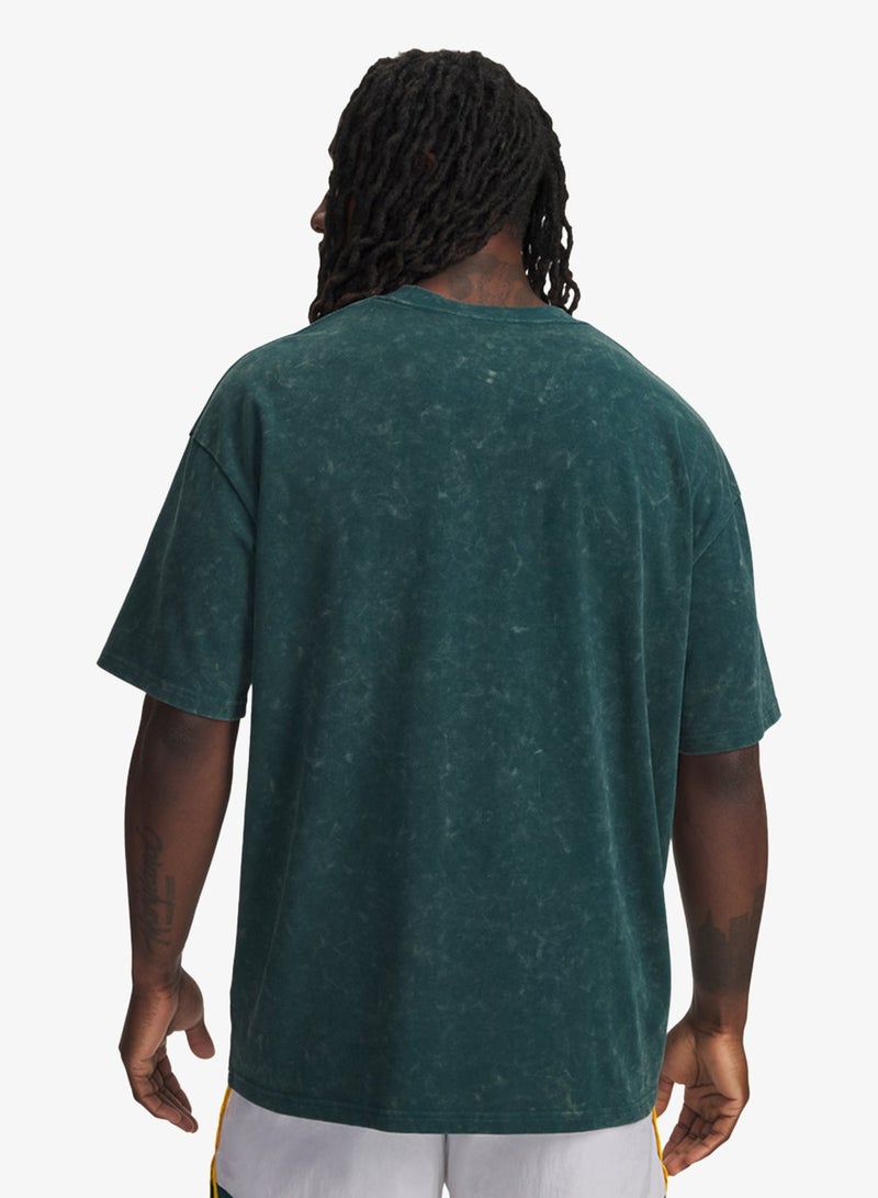 اندر ارمر تيشيرت بأكمام واسعة وشعار مغسول - Image 2