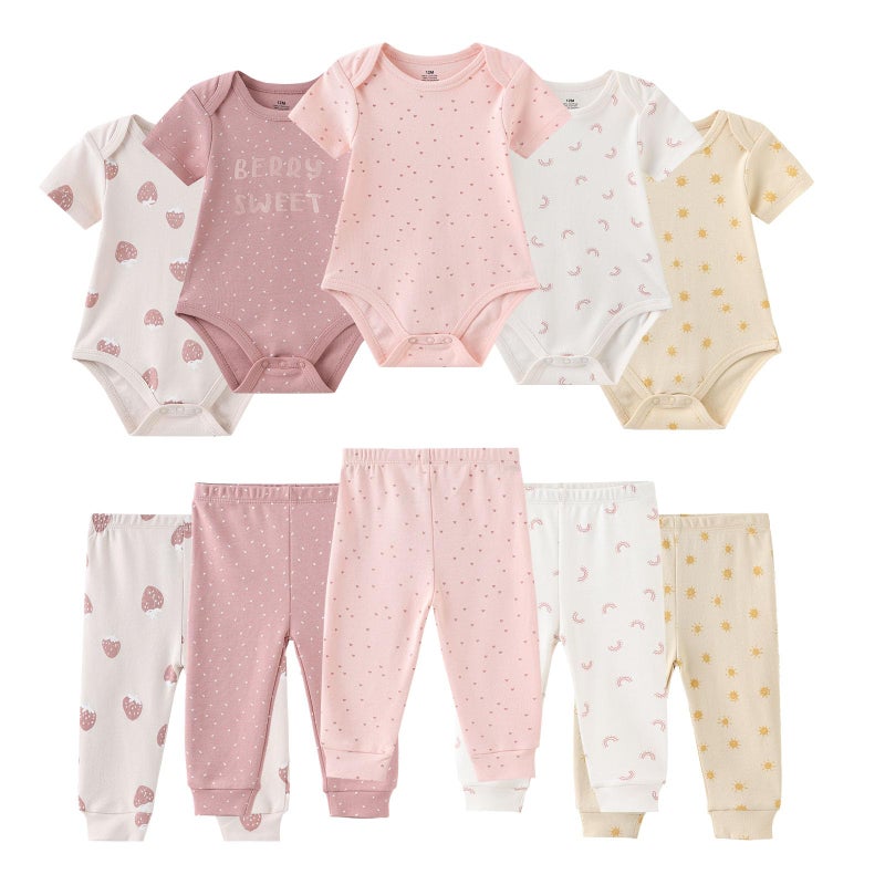 Ruliby Baby Girl Bodysuit and Pant Set Cotton Soft Newborn Clothes Outfits 3-6 month - Image 1