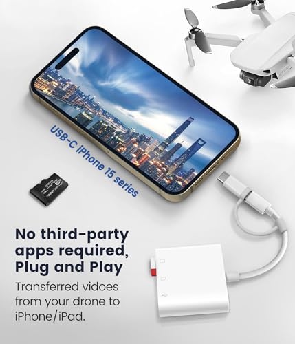 Oyuiasle قارئ بطاقة SD من Oyuiasle لجهاز iPhone و iPad وكاميرا التجربة 3 في 1 محول SD مع فتحتين ومنفذ USB، محول بطاقة الذاكرة بتصميم موصل مزدوج مع Lightning و USB-C للمصورين، توصيل وتشغيل - Image 4