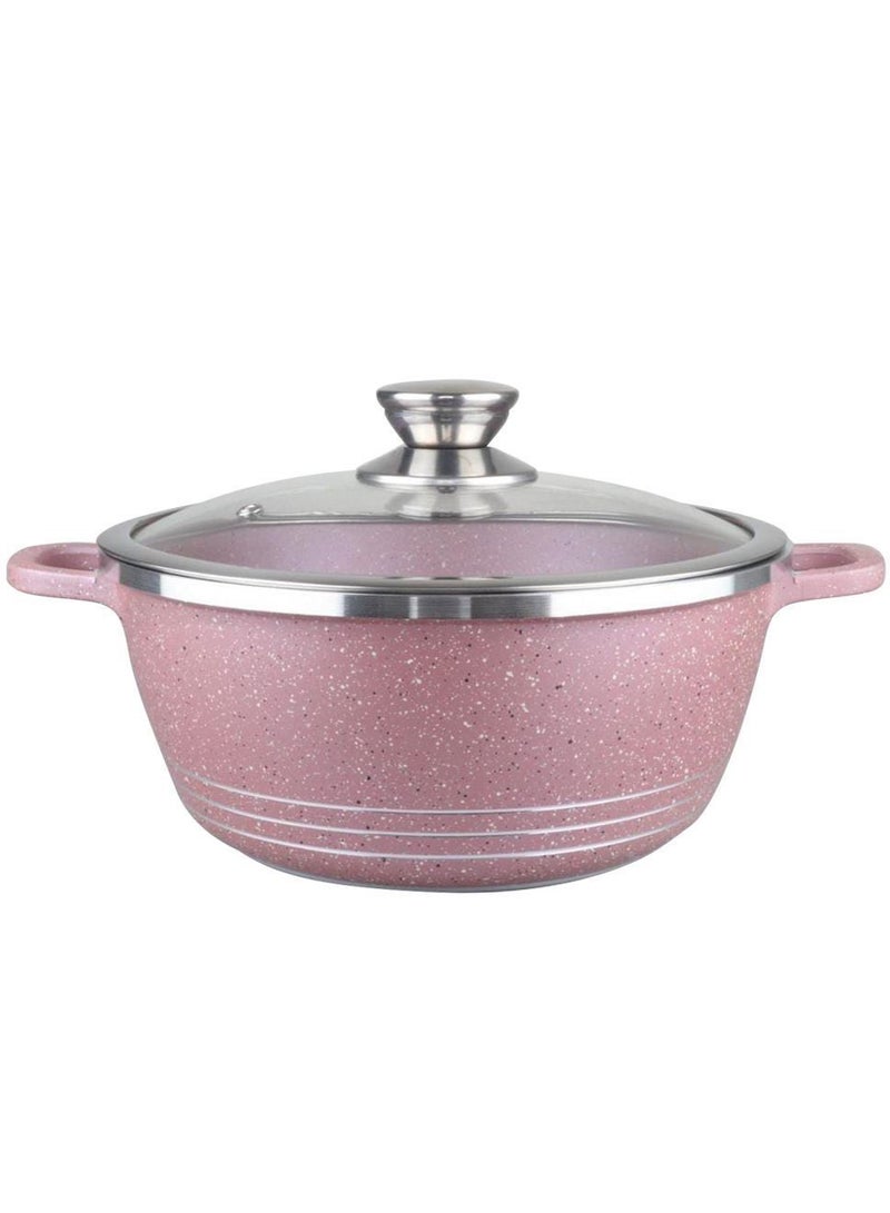 DubaiGallery 10 pieces Granite cookware set pink 20cm casserole with lid,24cm casserole with lid, 28cm casserole with lid, 32cm casserole with lid, 28cm shallow casserole - Image 3