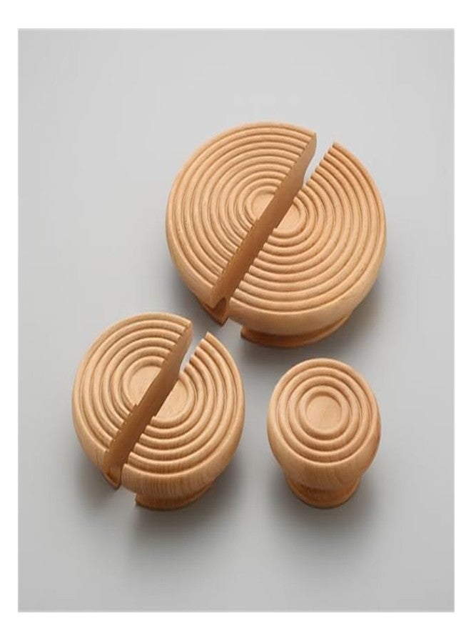 Fittingo Heavy Duty Steam Beech Wood Door Handles for Main Door, Cabinet, Wardrobe, Drawer | Semi-Circle Wooden Pull Push Handle Set Hardware for Home & Office - Pack of 2 (Half, 6" x 3") - Image 1